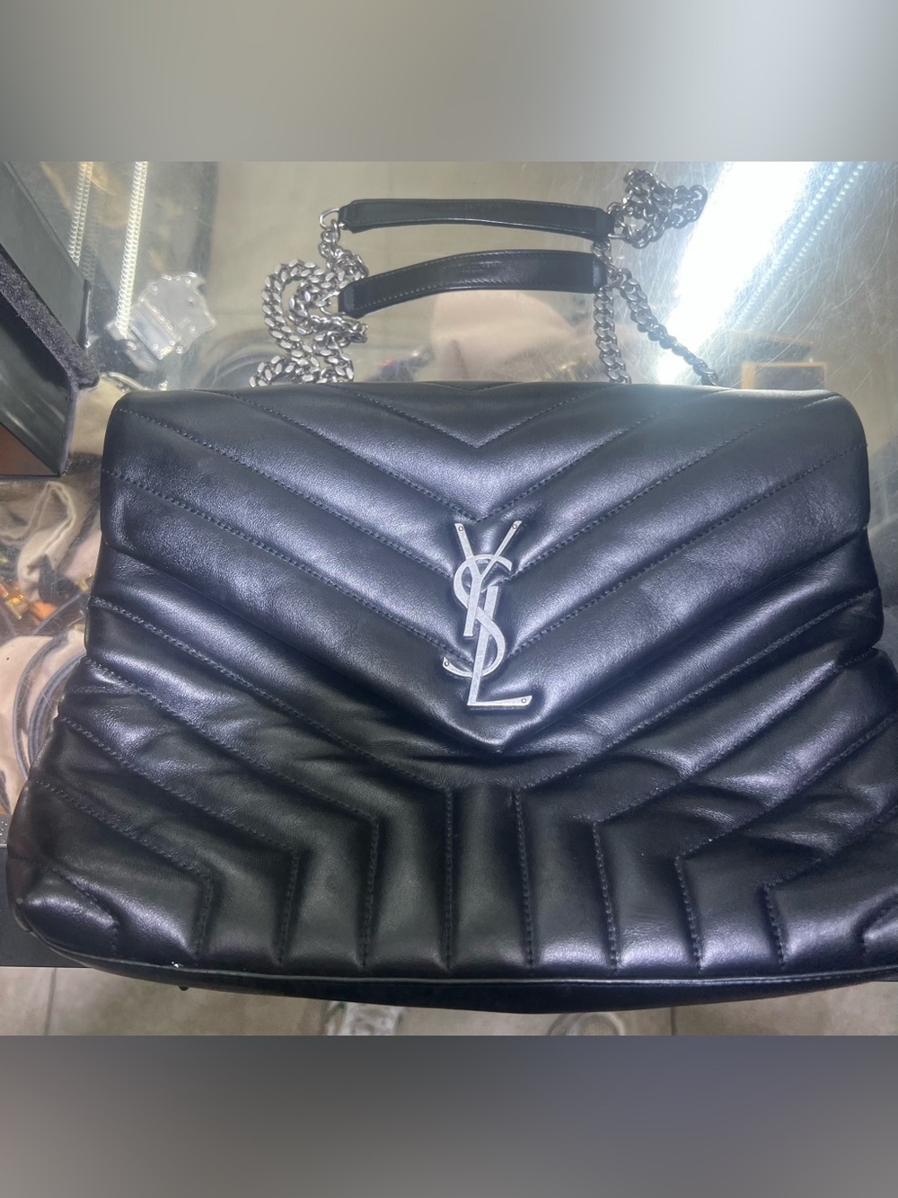 Saint Laurent Black Quilted LouLou Medium Shoulder Bag